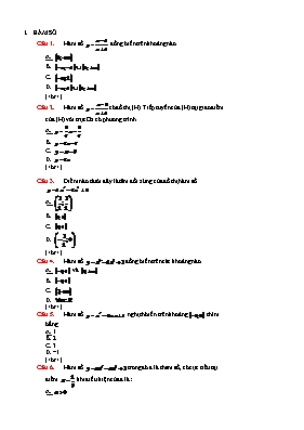 Ngân hàng câu hỏi trắc nghiệm về Hàm số Giải tích 12